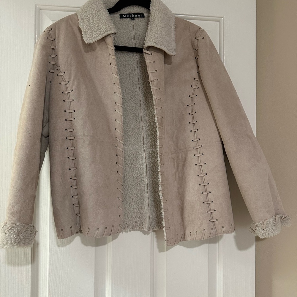 Mechant Beige Suede Jacket with Shearling Lining